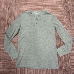 Amazon Essentials Men's Sage Forest Green Long Sleeve Henley Sweater Shirt